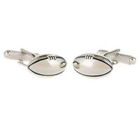 Ballon de rugby pour homme Boutons de manchette en or ou argent Couleur - Présenté dans une boîte GS Boutons de manchettes - Argenté - Taille Unique