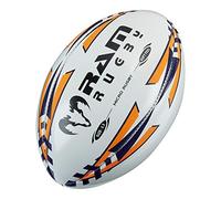 Ballon de rugby - RAM Rugby - Micro Softfeel Ballon de rugby - Taille 2,5 - Perfect Starter Boule - Convient pour enfants - Âge 2-5 - Bleu Marine/orange fluo