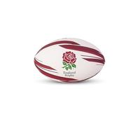 Ballon de Rugby sous Licence Officielle England Rugby Ball - Caoutchouc synthétique Durable, Rouge et Blanc - Ballon de Rugby sous Licence RFU Taille 5 avec Surface grainée et Poche en Latex