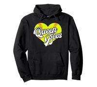 Ballon de Softball en Forme de cœur Queen Bees Team T-Ball League Cadeau pour Filles Sweat à Capuche