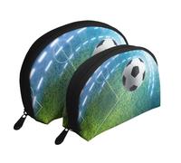Ballon de Sport de Football imprimé, Trousse de Maquillage Coquille Femme Petit Porte-Monnaie Trousse de Toilette Trousse à cosmétiques 2 pièces