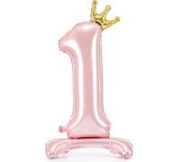 Ballon de stand en film plastique chiffre "1", 84 cm, rose clair