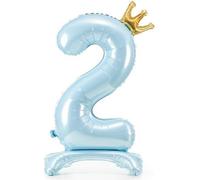 Ballon de stand en film plastique chiffre "2", 84 cm, bleu