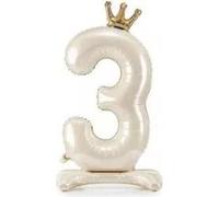Ballon de stand en film plastique chiffre "3", 84 cm, crème clair