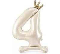 Ballon de stand en film plastique chiffre "4", 84 cm, crème clair