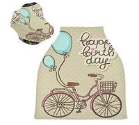 Ballon De Vélo Rose Heureux Housse de Canopée pour Poussette,Siège de Voiture pour Bébé Dais Siège Auto Couverture D'Allaitement Pare-Soleil Respirant Extensible pour Bébé