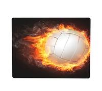 Ballon de Volley-Ball Cool Fire Flame, Tapis de Protection en Caoutchouc pour Couvercle de Micro-Ondes, 46 x 36 cm, résistant à la Chaleur, pour Plan de Travail de Cuisine.
