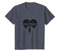 Ballon de Volleyball pour Fille avec cœur passionné T-Shirt, Enfant, Bleu Chiné, 8 Ans
