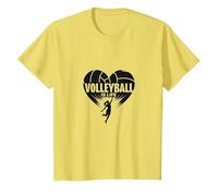 Ballon de Volleyball pour Fille avec cœur passionné T-Shirt, Enfant, Citron, 8 Ans