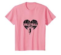 Ballon de Volleyball pour Fille avec cœur passionné T-Shirt, Enfant, Rose, 12 Ans