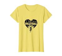 Ballon de Volleyball pour Fille avec cœur passionné T-Shirt, Femme, Citron, M