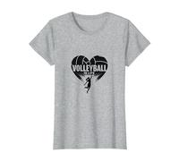 Ballon de Volleyball pour Fille avec cœur passionné T-Shirt, Femme, Gris Chiné, L