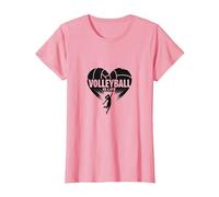 Ballon de Volleyball pour Fille avec cœur passionné T-Shirt, Femme, Rose, XL