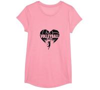 Ballon de Volleyball pour Fille avec cœur passionné T-Shirt, Fille, Rose, S