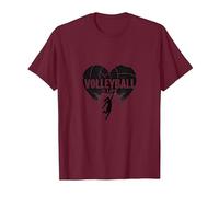 Ballon de Volleyball pour Fille avec cœur passionné T-Shirt, Homme, Marron, L