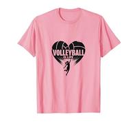Ballon de Volleyball pour Fille avec cœur passionné T-Shirt, Homme, Rose, S