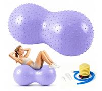 Ballon de yoga en forme de cacahuète, 45 x 90 cm, ballon de gymnastique | Balle de massage anti-éclatement en forme de cacahuète - 1100 g - Pour yoga, pilates, rééducation - Bleu - Dans un coffret