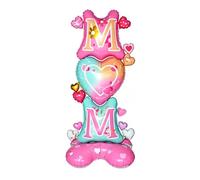 Ballon debout « Happy Mother's Day » de 160 cm avec motif cœur, ballon en aluminium réutilisable rose pour décorations de fête des mères, célébrations d'anniversaire, fournitures cadeaux pour maman