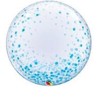 Ballon Déco Bubble Confettis Bleus 24 61 Cm Qualatex© - Bleu - Diamètre: 24 / 61 cm G