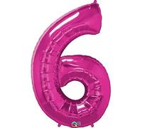 Ballon décoratif - GRABO - 40'' numéro 6 - Fuchsia - Valve automatique - Rechargeable