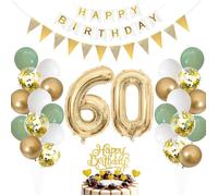 Ballon décoratif pour 60e anniversaire vert sauge,ballon en aluminium en forme de chiffre 60 ans homme femme,ballon en aluminium