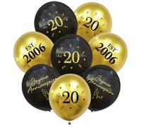 Ballon Décoration Anniversaire 20 Ans, Kit 24pcs Ballons Noir et Or, Joyeux Anniversaire Déco pour Fête D'anniversaire 20 Ans Homme Femme Garçon Fille 2006, Happy Birthday Deco