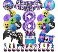 Ballon Decoration Anniversaire Fortnite, 51PCS Ballon de Fête Fortnite, Kit Ballo Déco Anniversaire Gaming Gamer Garcon, Decoration Anniversair Gaming pour Enfants (8 Ans)