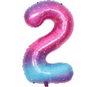 Ballon Dégradé 40 Pouces Numéro 2 Ballon Hélium Grand Ballon Numéro Pour Anniversaire Filles Garçon Décoration Fête Anniversaire