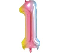 Ballon Dégradé Rose 40 Pouces Numéro 1 Ballon Hélium Grand Ballon Numérique Pour Anniversaire Filles Garçon Décoration Fête Anniversaire