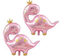 Ballon Dinosaure 2 Pièces Rose pour Anniversaire - Aluminium Décoration Fête Thème Dinosaures pour Enfant Fille Garçon