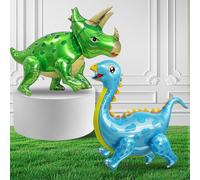 Ballon Dinosaure, 2pcs 3d Feuille de Métal Gonflable Dinosaure Ballons Enfants Autonome Dinosaure Ballon Jungle Thème Fête Anniversaire Ornements (90x55cm)