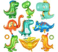 Ballon Dinosaure Aluminium - 9 Pièces Gonflable Helium, Décoration Anniversaire Baby Shower Jungle