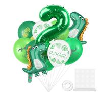 Ballon dinosaure en forme de chiffre 2 - 81,3 cm - Vert - Ballon en aluminium pour bébé dinosaure - Décoration sur le thème des dinosaures pour fête d'anniversaire d'enfants, fête prénatale