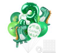 Ballon dinosaure en forme de chiffre 3 - 81,3 cm - Vert - Ballon en aluminium pour bébé dinosaure - Décoration sur le thème des dinosaures pour fête d'anniversaire d'enfants, fête prénatale
