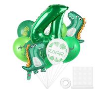 Ballon dinosaure en forme de chiffre 4 - 81,3 cm en aluminium vert - Ballon en aluminium pour bébé dinosaure - Décoration sur le thème des dinosaures pour fête d'anniversaire d'enfants, fête prénatale
