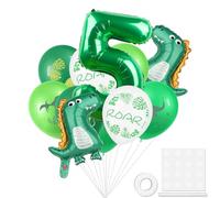 Ballon dinosaure en forme de chiffre 5 - 81,3 cm - Vert - En aluminium - Ballon en aluminium pour bébé dinosaure - Décoration sur le thème des dinosaures pour fête d'anniversaire d'enfants, fête