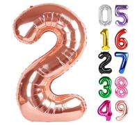 Ballon doré rose en forme de chiffre 2 de 101,6 cm pour décoration de 2ème anniversaire pour tout-petits filles garçons ballons étincelants en forme de chiffre 2