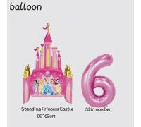 Ballon en aluminium 3D de château debout de princesse Disney, décorations de fête d'anniversaire de personnage de dessin animé, fournitures de réception-cadeau pour bébé pour enfants B 3 pièces