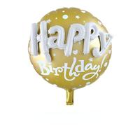 Ballon en aluminium 3D « Happy Birthday » - Ballons ronds pour fête, anniversaire et cadeaux - 60 x 68 cm - Gonflable à l'air ou à l'hélium - Réutilisable - Décoration d'anniversaire inoubliable