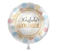 Ballon en aluminium avec inscription « Herzliche Glückwünsche » - Pour anniversaire, anniversaire de mariage, examen, baptême, communion, rentrée scolaire - Fabriqué en UE - Ballon à l'hélium