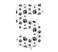 Ballon en aluminium blanc en forme de chiffre 5 avec empreintes de pattes 86,4 cm