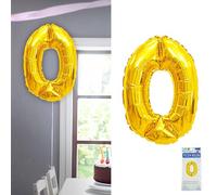 Ballon en aluminium chiffre zéro - Doré - Hauteur : 100 cm - BOPA/PET - Ballon en forme de chiffre pour fête d'anniversaire (1 ballon en aluminium 0 doré)