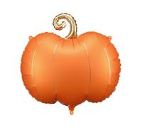 Ballon en aluminium citrouille orange avec tige dorée - env. 62 x 59 cm gonflé à l'air et à l'hélium, réutilisable, avec paille, ballon décoratif d'Halloween, décoration de fête d'automne, ballon