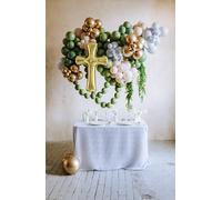 Ballon en aluminium CROIX D'OR pour communion ou baptême 103 x 74 cm