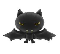 Ballon en aluminium d'Halloween chauve-souris - XXL 80 × 52 cm - Noir avec impression dorée - Gonflable à l'air et à l'hélium