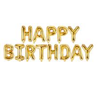Ballon en aluminium doré PartyDeco « Joyeux anniversaire » 340 x 35 cm