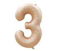 Ballon en aluminium en forme de chiffre - 100 cm - Décoration de fête - Couleur caramel - Chiffres 3