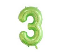 Ballon en aluminium en forme de chiffre - 100 cm - Décoration de fête - Vert - Chiffres 3