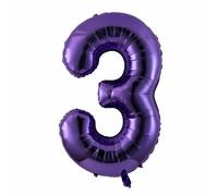Ballon en aluminium en forme de chiffre - 100 cm - Décoration de fête - Violet - Chiffres 3