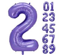 Ballon en aluminium en forme de chiffre 2 - 101,6 cm - Taille XXL - Pour anniversaire, mariage, anniversaire de mariage, Nouvel An, accessoires de séance photo - Violet